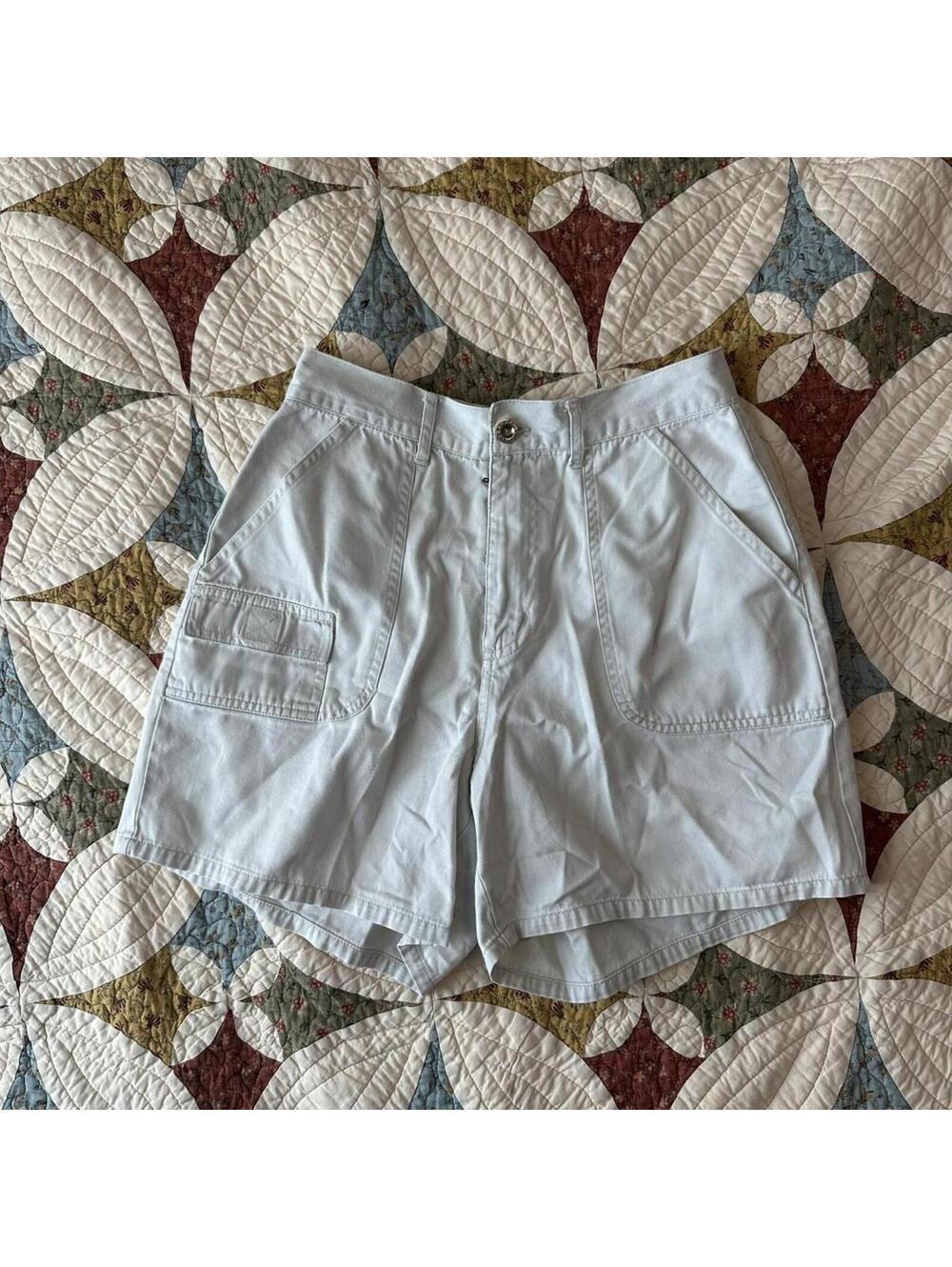 Faded Glory white/khaki cargo shorts high waisted mom Size 6 granola summer